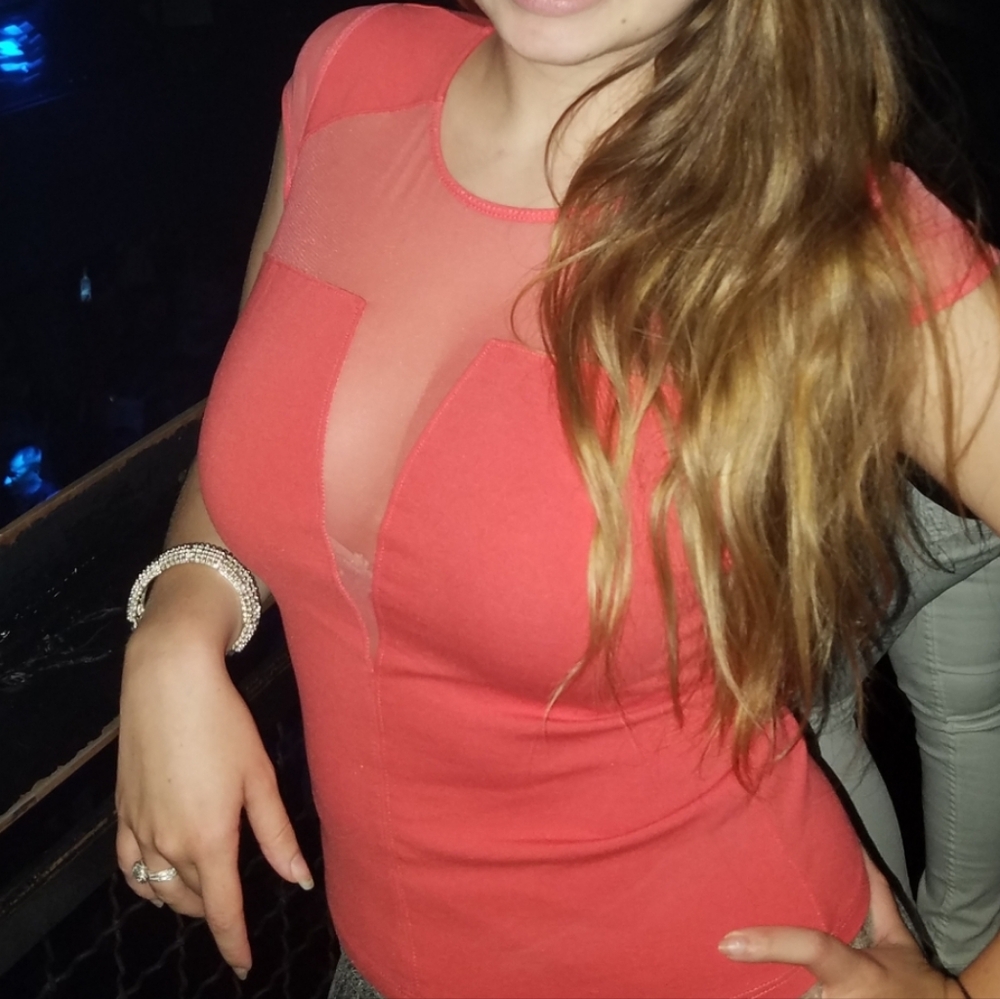 Guess Coral Blouse with Sheer Front